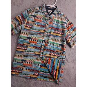 Vissla Shirt Mens Extra Large Jason Woodside Reverse Print Colorful Beach Surfer